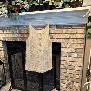 Matilda Jane sweater tank with pockets, taupe, size Large, EUC